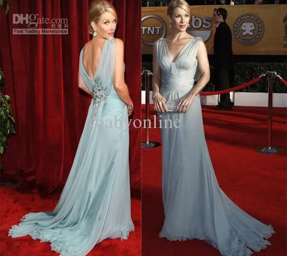 vestidos formales длинное шифоновое платье с v-образным вырезом Кристина Эпплгейт sage awards вечернее платье знаменитостей для матери невесты