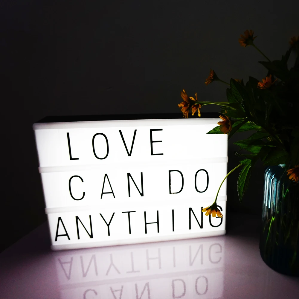DHL A4 DIY аккумуляторная Батарея питание LED Cinema light box 180 шт. буквы включены для украшения дома