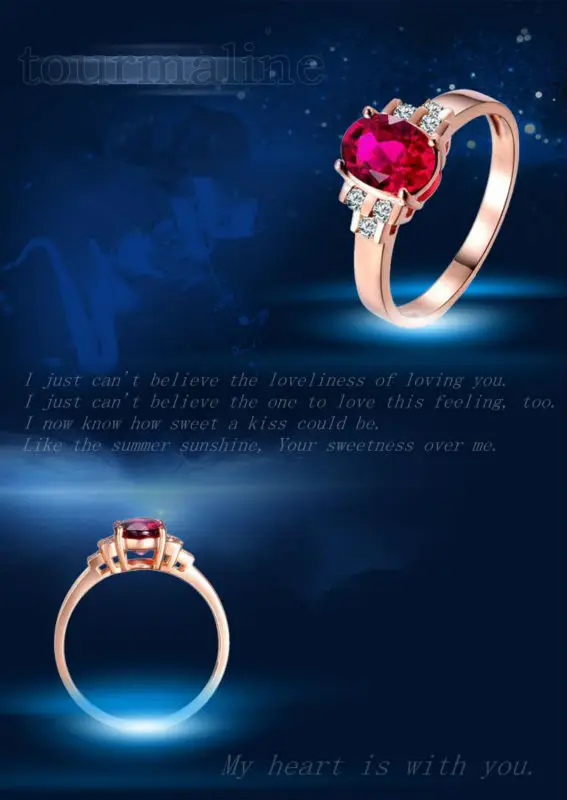 1ct бриллиант 18 K кольцо из красного драгоценного камня с инкрустацией красный турмалин для женское кольцо, браслет-напульсник, настоящее золото ювелирные украшения на День святого Валентина кольцо, браслет-напульсник, Настоящее золото