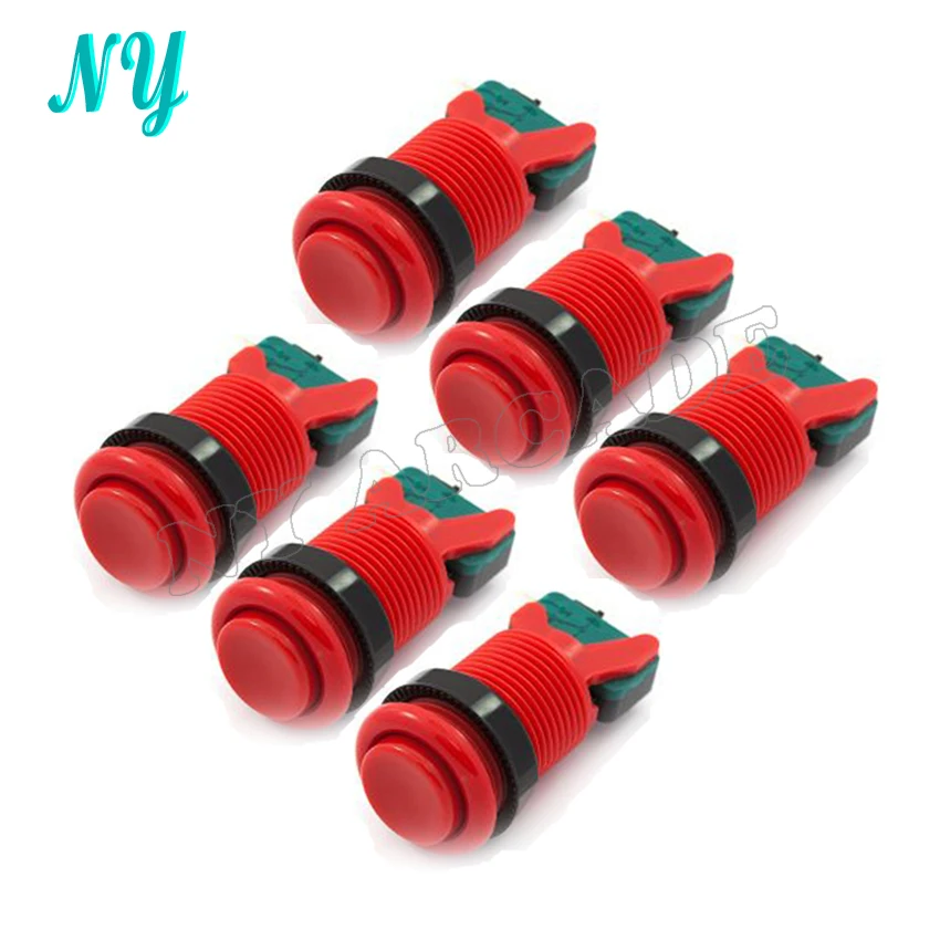 

1 set 6 pcs 32mm top 28mm hole Push button with Micro Switch for Classic Arcade Game DIY KIT
