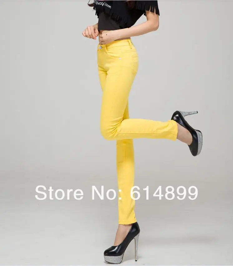 Осень новое поступление яркие разноцветные повседневные брюки женские узкие обтягивающие брюки женские эластичные джинсовые брюки