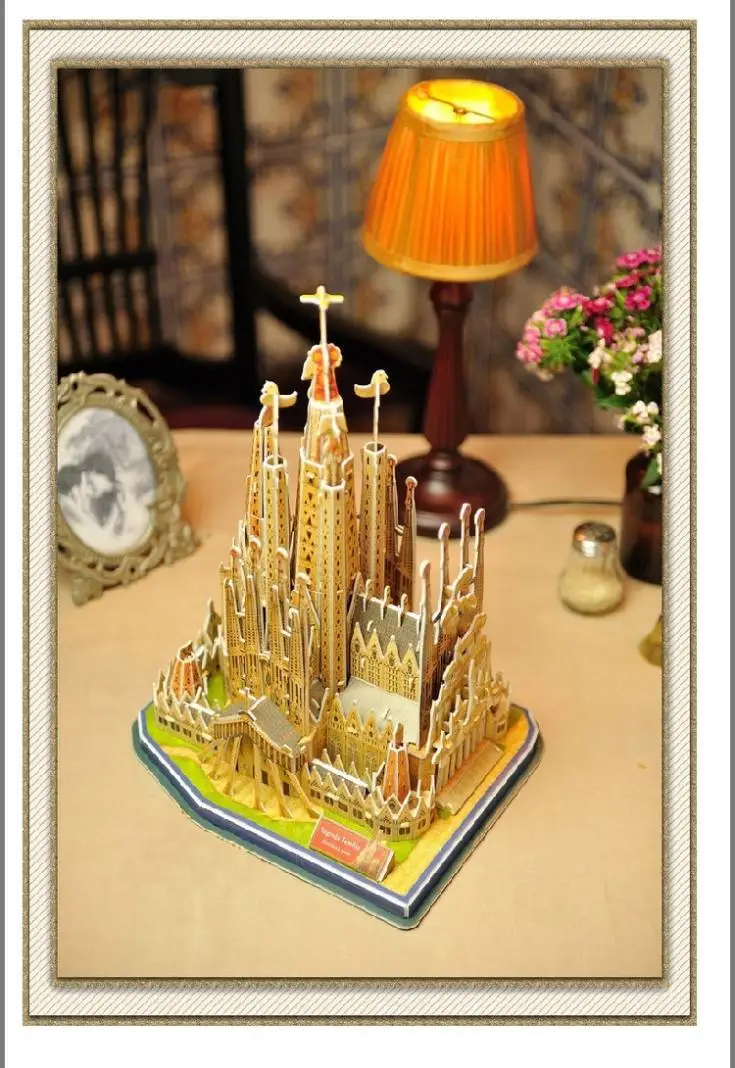 T0414 3D Пазлы испанская Церковь Святых семейств DIY Строительная Бумажная модель детский креативный подарок развивающие игрушки Горячая Распродажа
