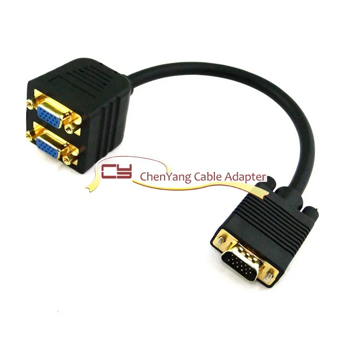 CY Chenyang VGA RGB SVGA Мужской на 2 VGA HD 15 женский сплиттер адаптер удлинитель Черный