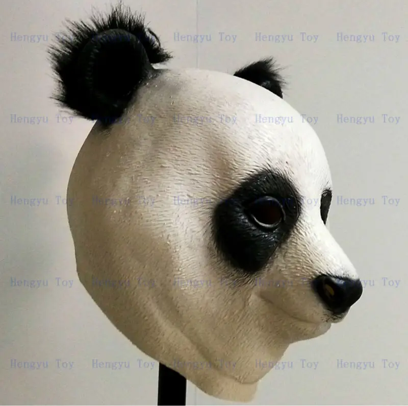 귀여운 파티 동물 마스크 팬더 헤드 마스크, 디럭스 참신한 크리스마스 의상, 라텍스 동물 머리 마스크