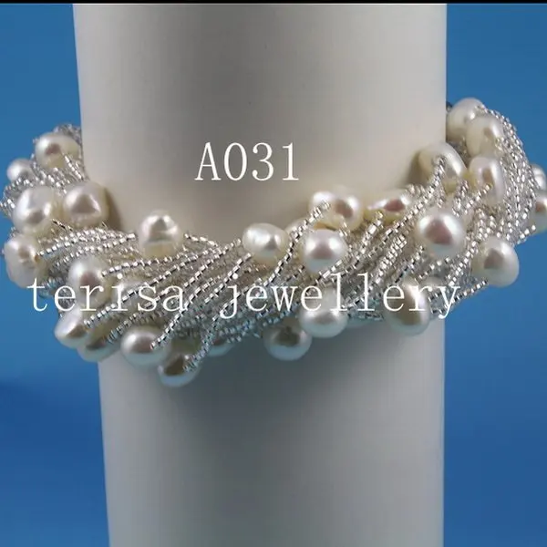 A031, Класса aaa. Естественная фреш вода жемчуг размер : 8 мм. 24 шнурок. Цвет : белый цвет. Моде Bracelet.1pcs / много