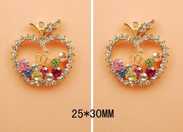Bling 25*30 мм 5 шт сплав многоцветный стразы apple модные аксессуары