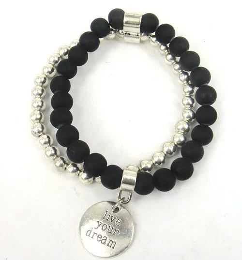 Новое поступление, античное серебро с надписью «Live Your Drearm Charm», винтажные многоцветные стеклянные бусины, растягивающийся браслет