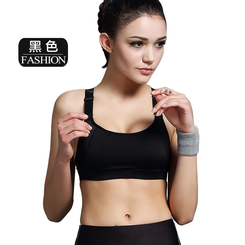 Леди Push Up Для женщин спортивный бюстгальтер для фитнеса Sexy бюстгальтер для йоги Для женщин мягкий провод работает обучение провода виброустойчивый бюстгальтер - Цвет: Черный