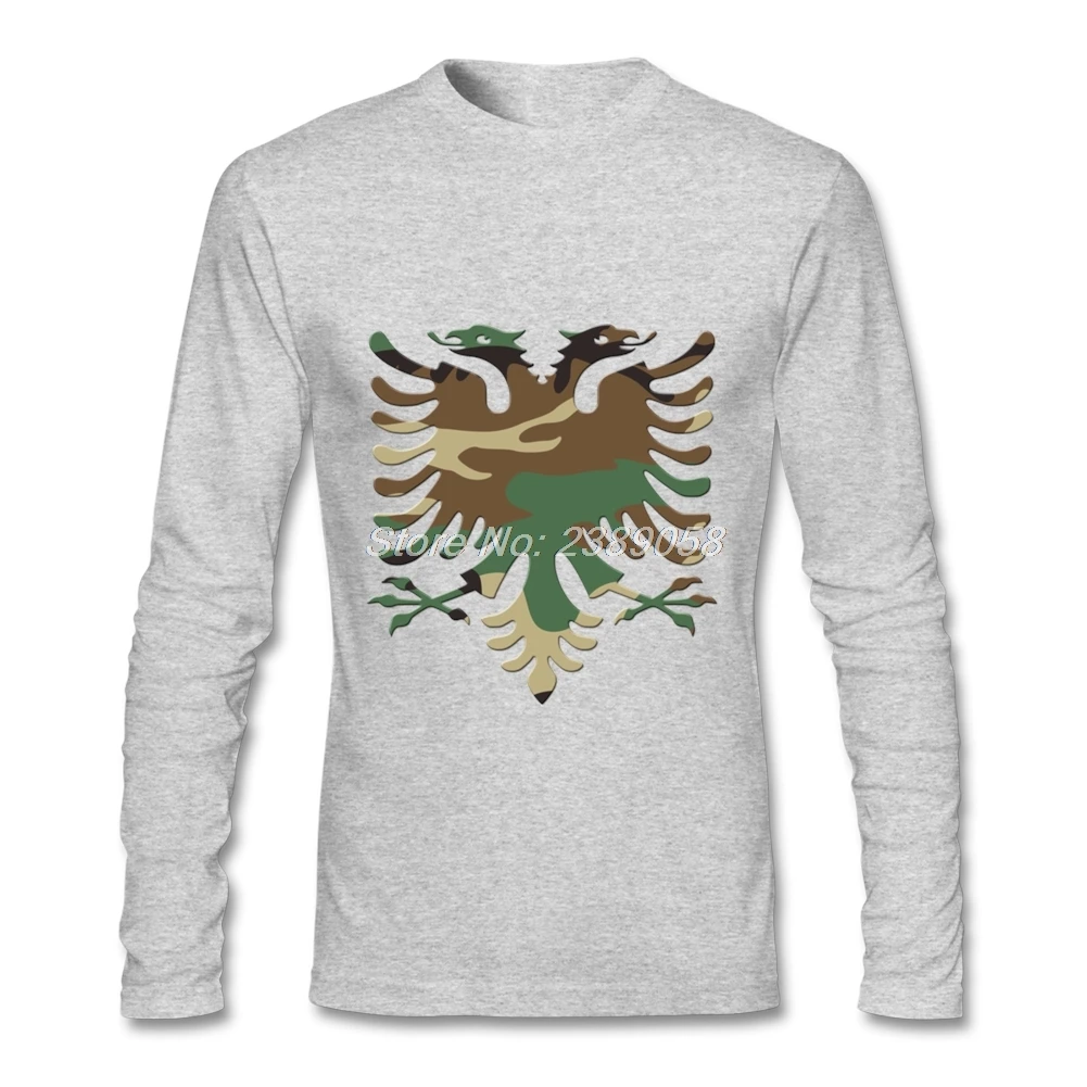 Мужская футболка с длинным рукавом камуфляжная 3D принтом орла круглый воротник