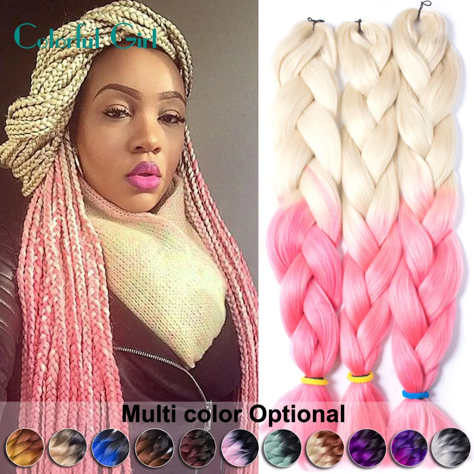Crochet Braids Small 100G/Pc Kanekalon Braiding Hair 24Inch Two Tone ...