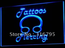 I484 Tatuajes Del Cuerpo Del Anillo Piercing Shop LED Neon Light Sign On/Off 7 Colores