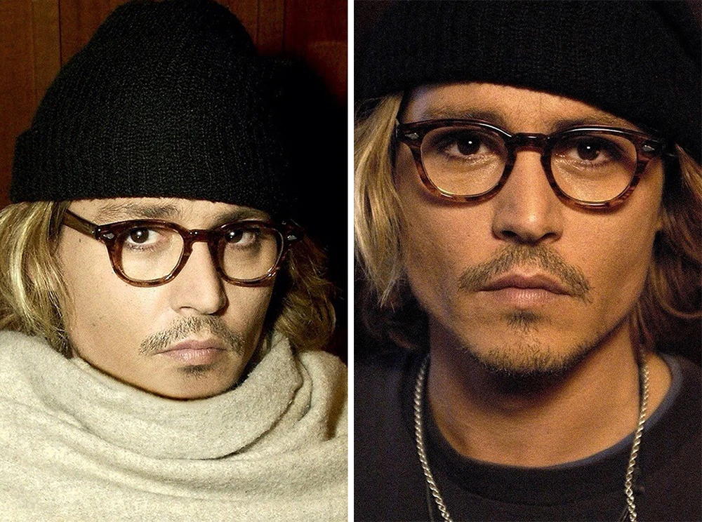 ESNBIE 47 мм Высококачественная стеклянная оправа для очков от Jonny Depp, Мужская винтажная круглая оправа, стекло es, Мужская Ретро оптическая оправа Rx