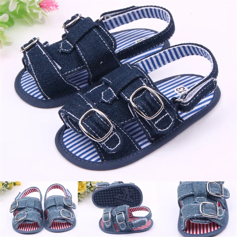 2016 New Fashion Baby Boy Summer Shoes Cool Navy Denim Boys Double