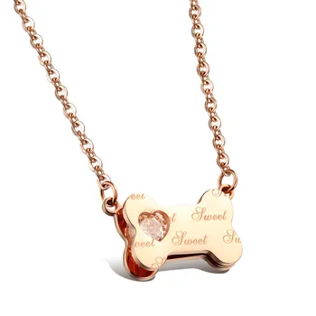 

Vacuum Plating 18 K Rose Gold High-grade Necklace Love Gift Bone Heart