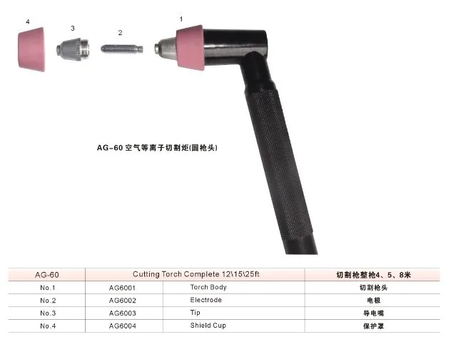 Бесплатная доставка, AG-60 плазменная резка совет, расходные материалы, резки электрода, 25 шт. внутри