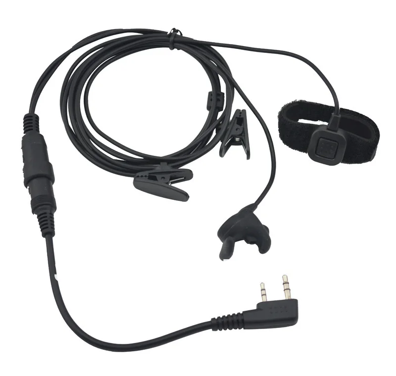 2-wired PRO Ear vibration Ear Bone w/кабель управления Finger PTT& MIC для Baofeng kenwood Wouxun Quansheng Weierwei HYT Puxing