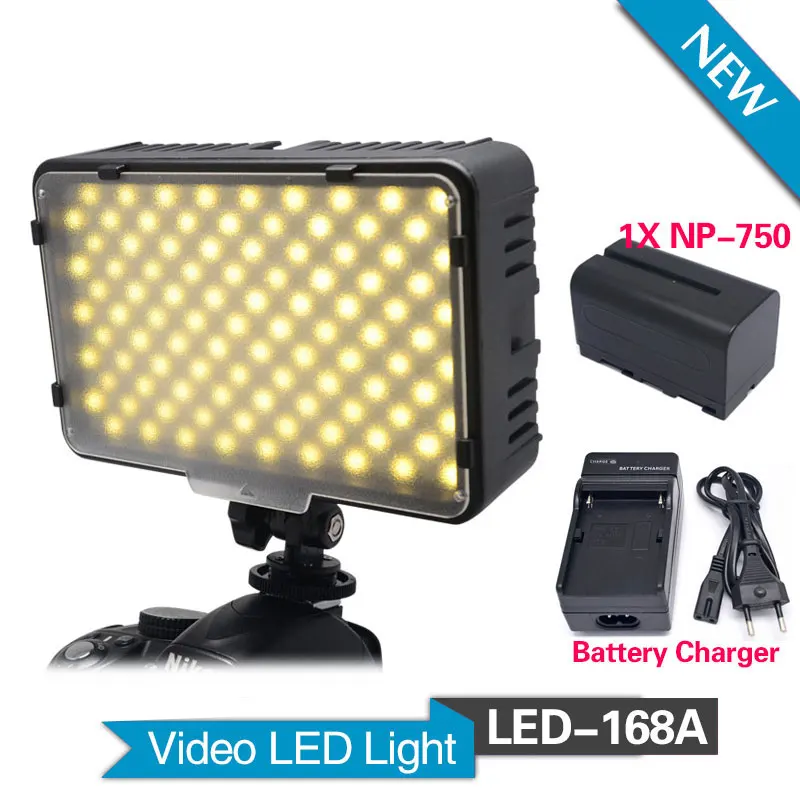 

Mcoplus 168A LED Video Light with 1 pcs NP-F750 battery for Camcorder & Digital SLR Cameras