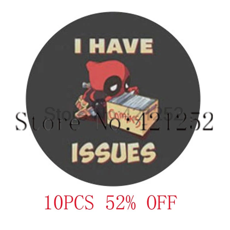 

Deadpool Inspired Comic Book Addict Glass Photo Cabochon Necklace keyring bookmark cufflink earring