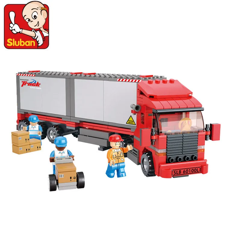 Розничная Sluban 345 шт. Детские DIY Развивающие игрушки двойной грузовой автомобиль кирпичики блок игрушки детский подарок