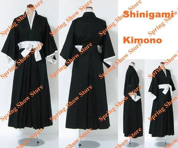 Bleach Shinigami Ичиго Куросаки/Кучики Рукия черный кимоно Косплэй костюм