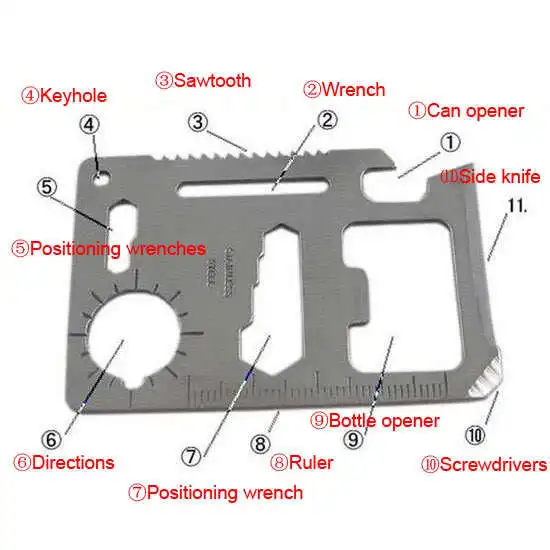 11 в 1 карточный нож из нержавеющей стали многофункциональная аварийная карта выживания карманный нож лучшие CampTool вечерние подарки