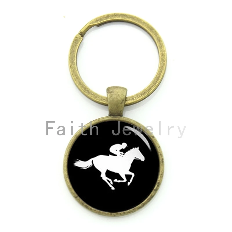 أحدث الأزياء الرياضة عشاق هدية الحصان سباق المفاتيح فريد الفن الحصان سباق الشخصي خيال كامل من الشباب مفتاح سلسلة KC425