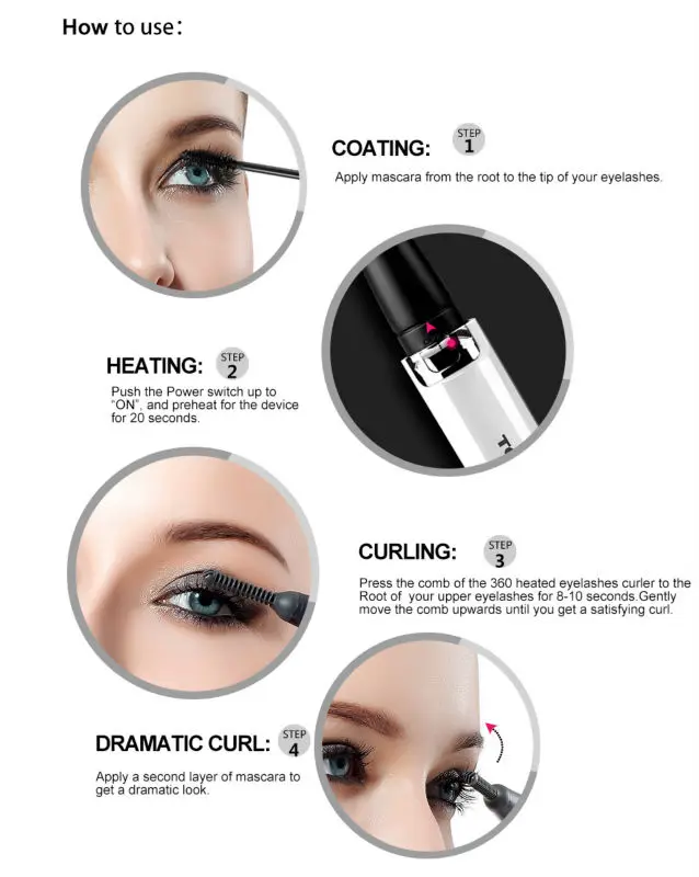 Modelador para Ferramentas de Maquiagem Touchbeauty Recarregável Rotativa Portátil Cílios Curler Elétrica Aquecida Tb-1218 360 14 Touchbeauty recarregável 360 rotativa portátil cílios curler,