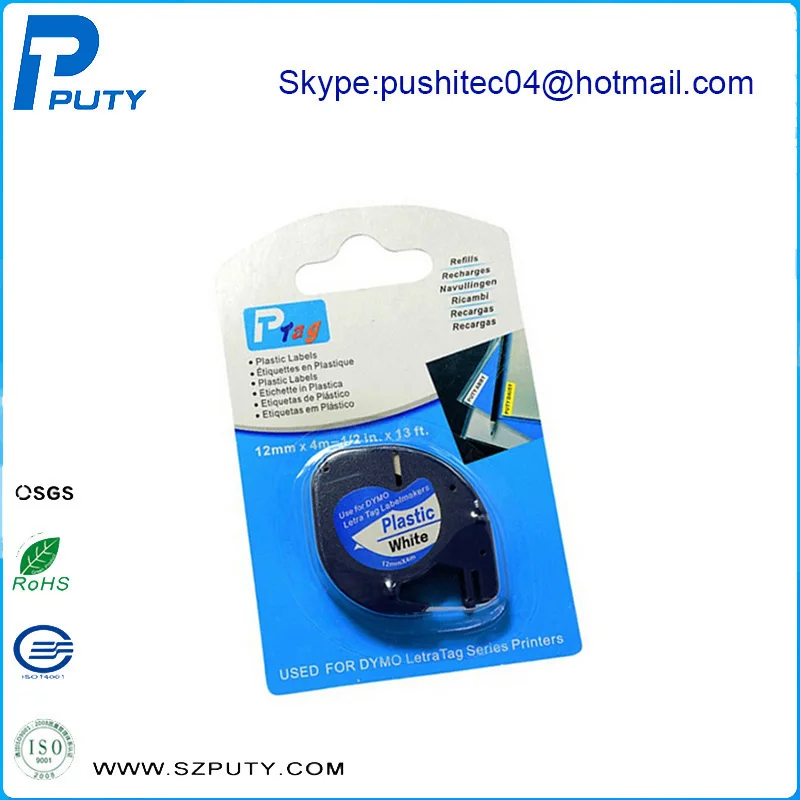 Горячая 2 шт./партия Comaptible DYMO клейкая лента 12 мм x 4 м черная на белой этикетке LT 91201