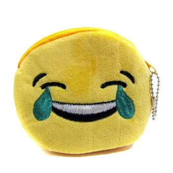 

300pcs/lot Cute Mini Change Coin Purses Smile Face Women Plush Purse Bag Lady Children Wallets Pouch Girls Handbag Bolsa