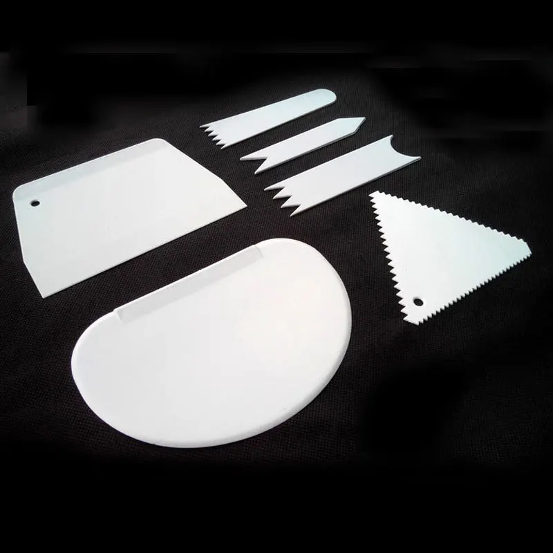 50* 6pcs Plastic Cake Smoother Cake Scraper Spatula Set Dough Cutter Multifunction Blade For Cakes Christmas Baking Tools