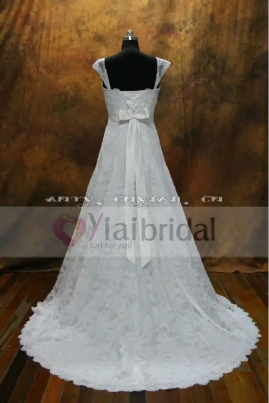 RSW201 с рукавами-крылышками, лентой, бантом, поясом, винтажное кружевное свадебное платье