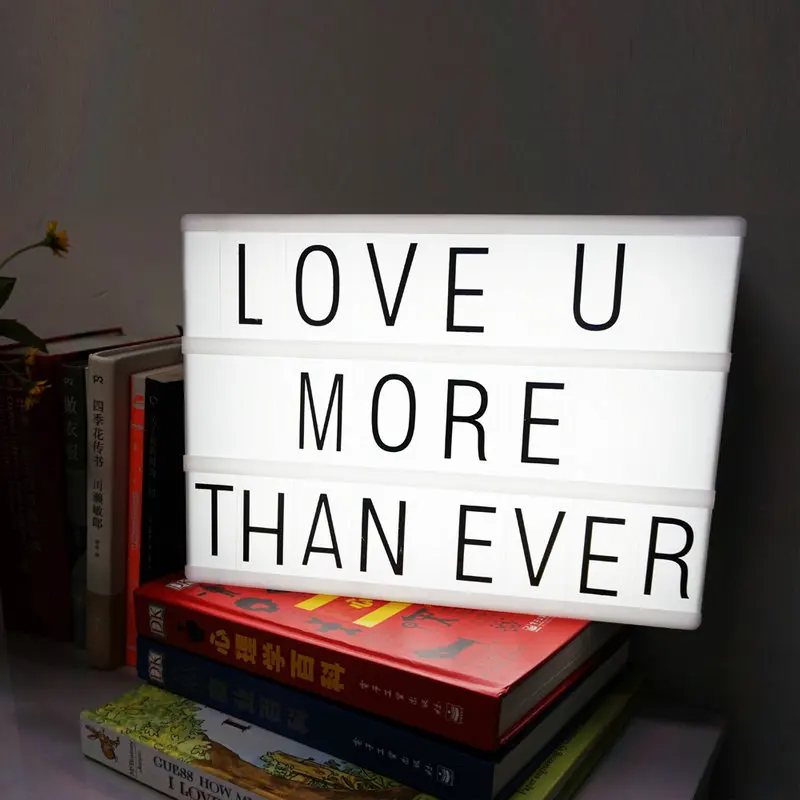 DHL A4 DIY аккумуляторная Батарея питание LED Cinema light box 180 шт. буквы включены для украшения дома