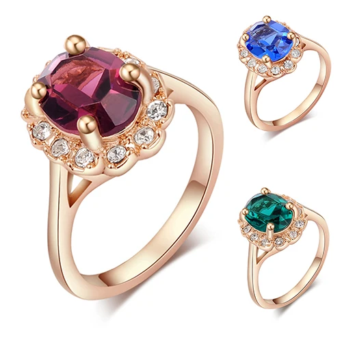 

Women Luxury Big Crystal Ring Wedding Party Finger Jewelry US 6-9 9U37