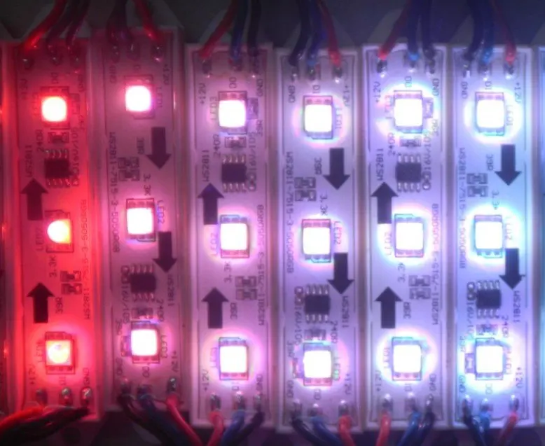 СВЕТОДИОДНЫЙ цифровой модуль, WS2811IC 5050 3 светодиодный S; DC12V вход переменного тока, водонепроницаемый, 20 штук веревочке; 256 Серая шкала