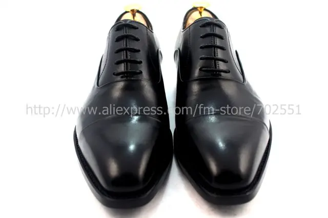 Free shipping  handmade genuine calf leather men's oxford shoe color black No.OX216 GOODYEAR CRAFT