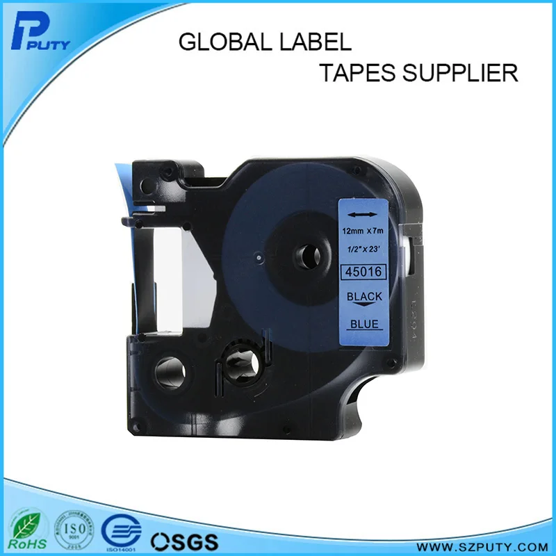 10 шт./лот Совместимость 1/" черный на голубом лента Dymo D1 45016 для Dymo labelmanger принтер этикеток