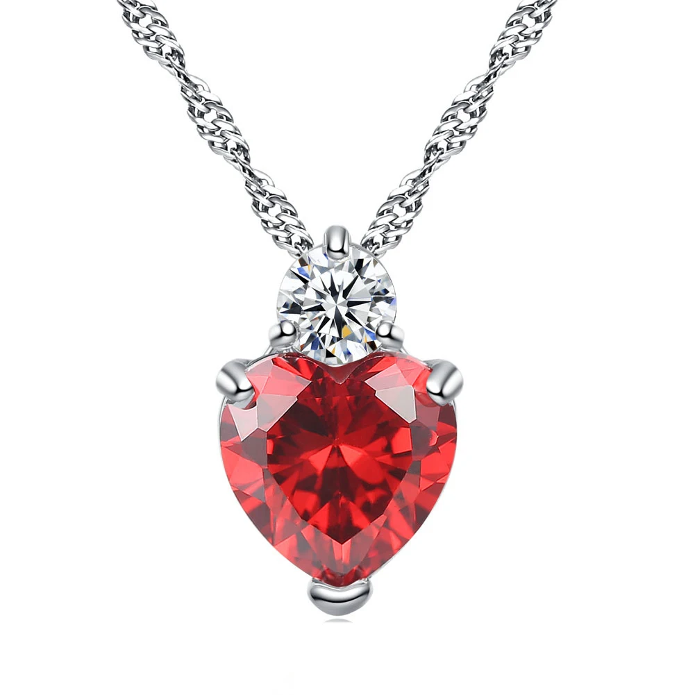 Pretty Heart Shape Necklace Elegant Charming Pendant Chain Women Best