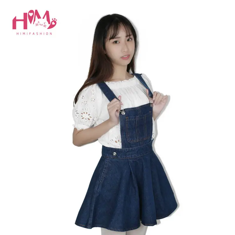 Vivi Japan Sstrap School Denim Dress For Ladies Dark Blue Removable Summer Detachable Student Overalls Dress Women Kawaii Cloth 9