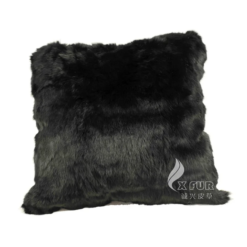 Free Shipping CX-D-68 Home Fashion 50x75cm Real Rabbit Fur Pillow Case - Цвет: black