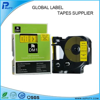 

Hot selling 5pcs/lot 12mm Black on Yellow Compatible DYMO D1 Label Tape 45018 for DYMO LabelMandger label Maker