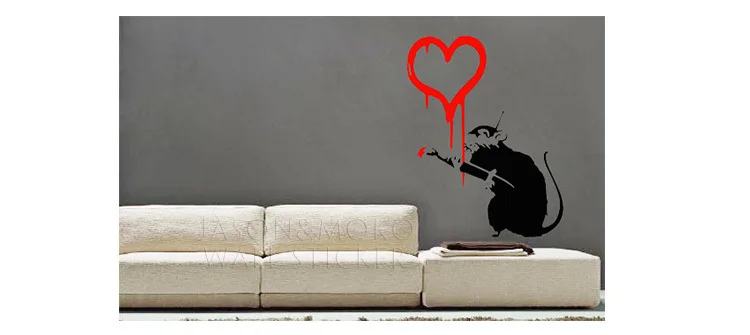 Banksy маляр крыса стикер на стену домашний декор наклейка для дома Настенная настенные наклейки, 70*90 см