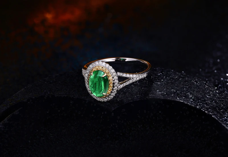 14Kt/585 Золото 1.12ct натуральный изумруд 0.36ct алмаз обручальное кольцо ювелирные изделия драгоценный камень