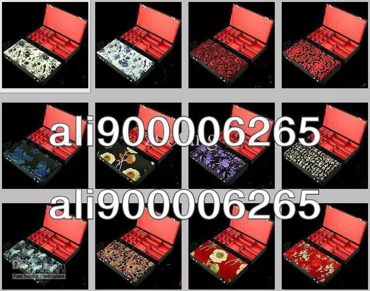Boutique Multi-purpose Jewellery Box Silk Printed Multiple Ring Storage Box Pendant Boxes Necklace Gift Boxes Wholesale 1pcs mix color Free