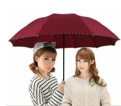 Wine red Big Size British Creative Folding Umbrella Business Sunny and Rainy Umbrella Windproof Umbrellas - Цвет: Wine red