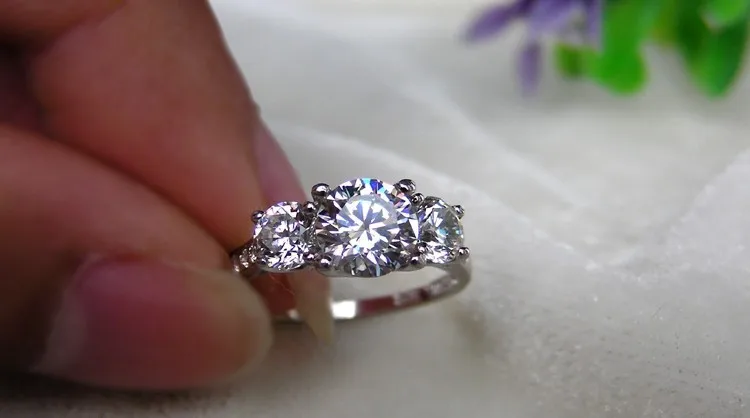 1.7CT Три Камни алмаз обручальное 18 К 585 белого золота кольцо для женщин ювелирные изделия AU750 золото обручальное кольцо в Solid золото