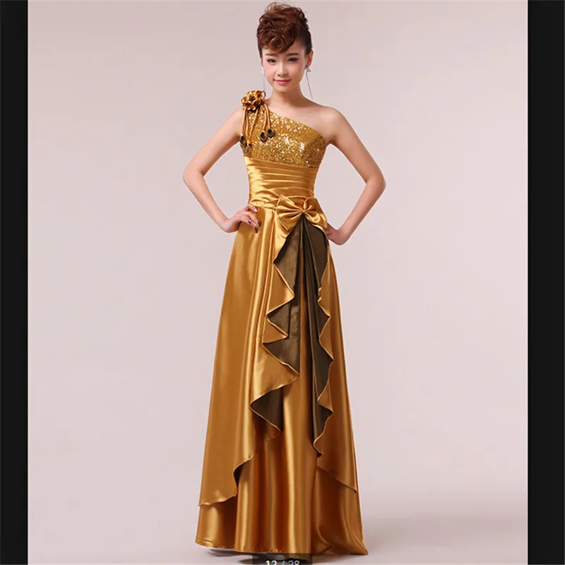 Female Host Dress Latest High Grade Beautiful Long Dress Gold
