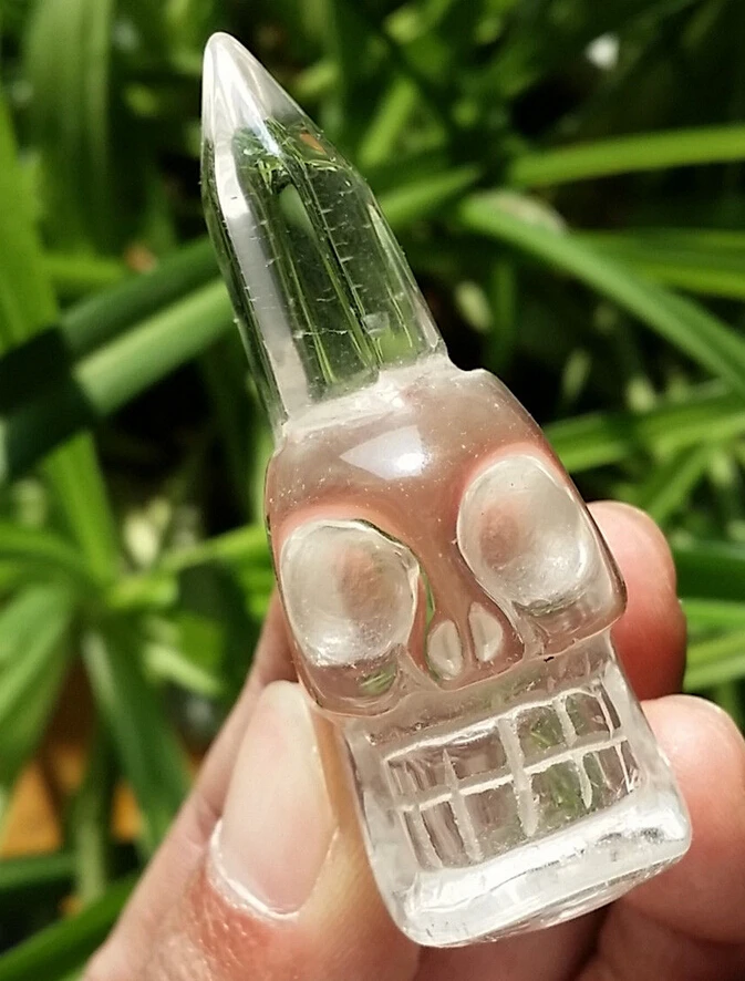 Натуральный прозрачный кварцевый кристалл резная палочка череп дуплексное