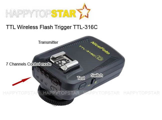 Многофункциональный ttl беспроводной триггер вспышки TTL-316C(передатчик+ приемник) для Canon EOS 5D Mark II III 7D 6D 70D 60D 700D 1200D