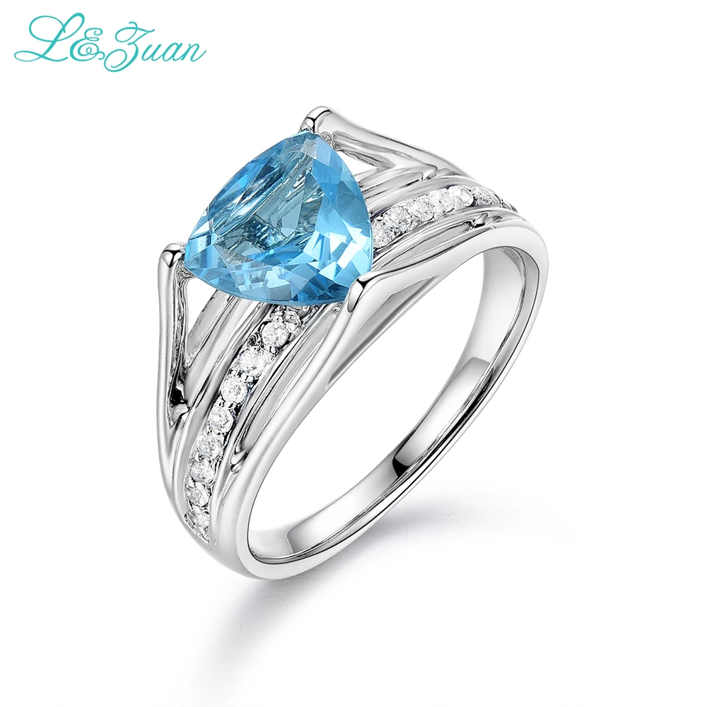 

halka 925 sterling silver Natural 2.075ct Topaz Blue Stone Prong Setting Ring high quality crystal Jewelry for Gift Black Friday
