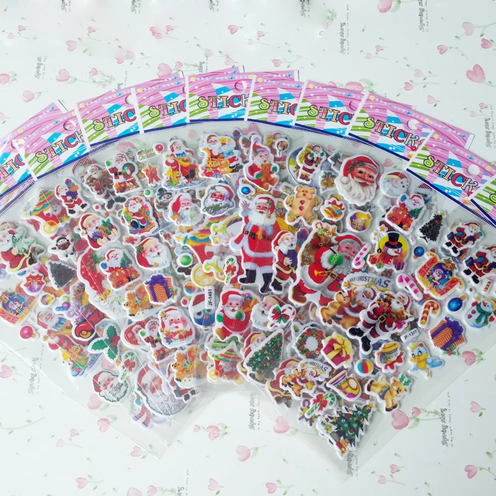 10 шт./лот рождественские наклейки с Санта Клаусом пышные Мультяшные для